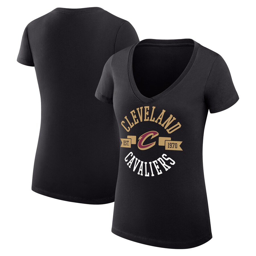 Women's Cleveland Cavaliers G-III 4Her by Carl Banks Black Large City Logo Fitted V-Neck T-Shirt - Puhuasuan