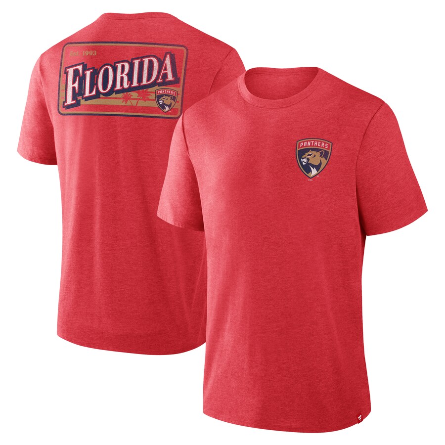 Men's Florida Panthers Fanatics Heather Red Fan Lanes Tri-Blend T-Shirt - Puhuasuan