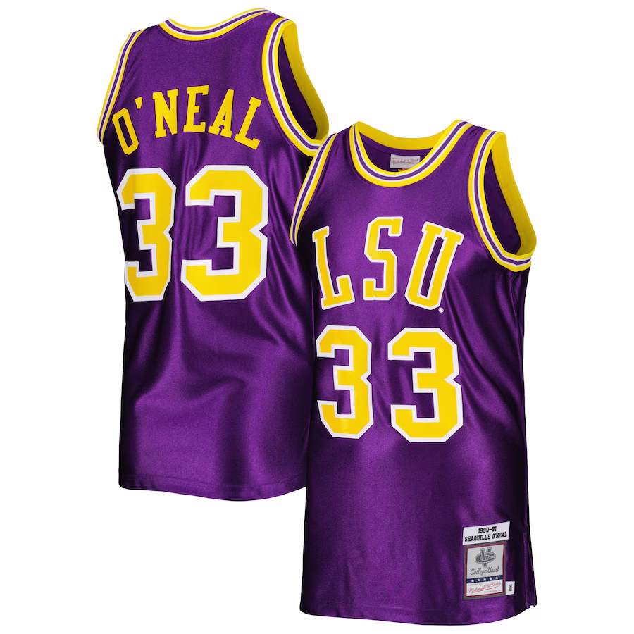 Shaquille O'Neal LSU Tigers Mitchell & Ness 1990/91 Authentic Jersey - Purple - Puhuasuan