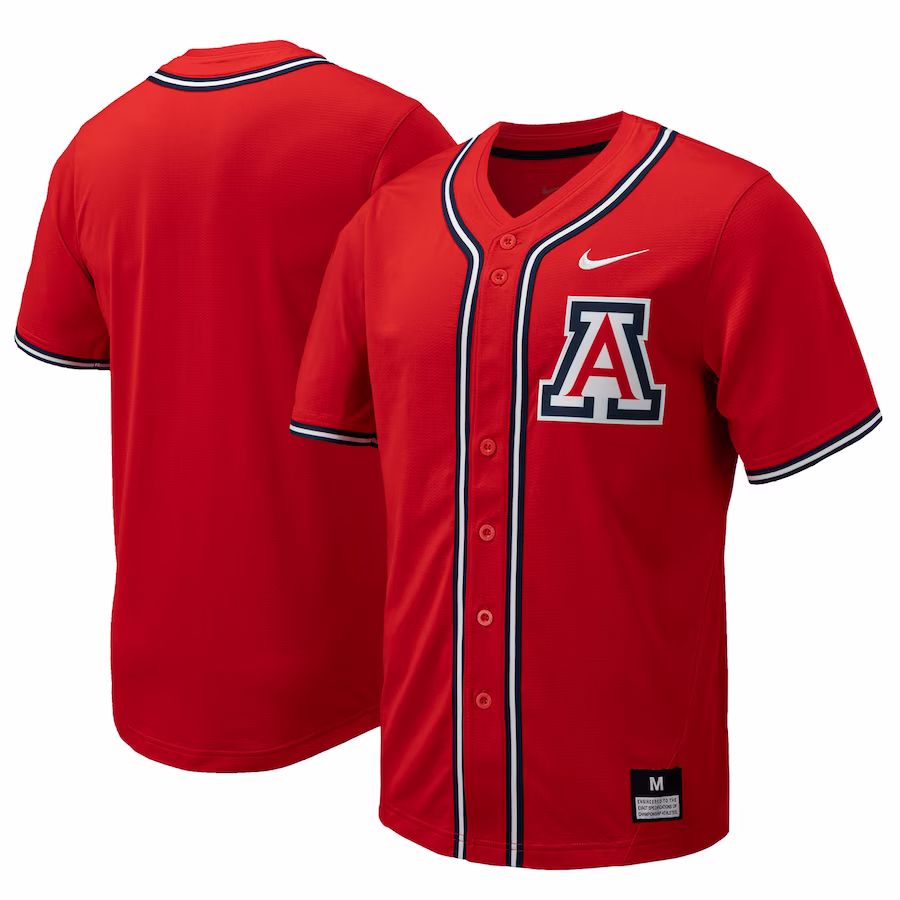 Arizona Wildcats Nike Replica Full-Button Baseball Jersey - Red - Puhuasuan