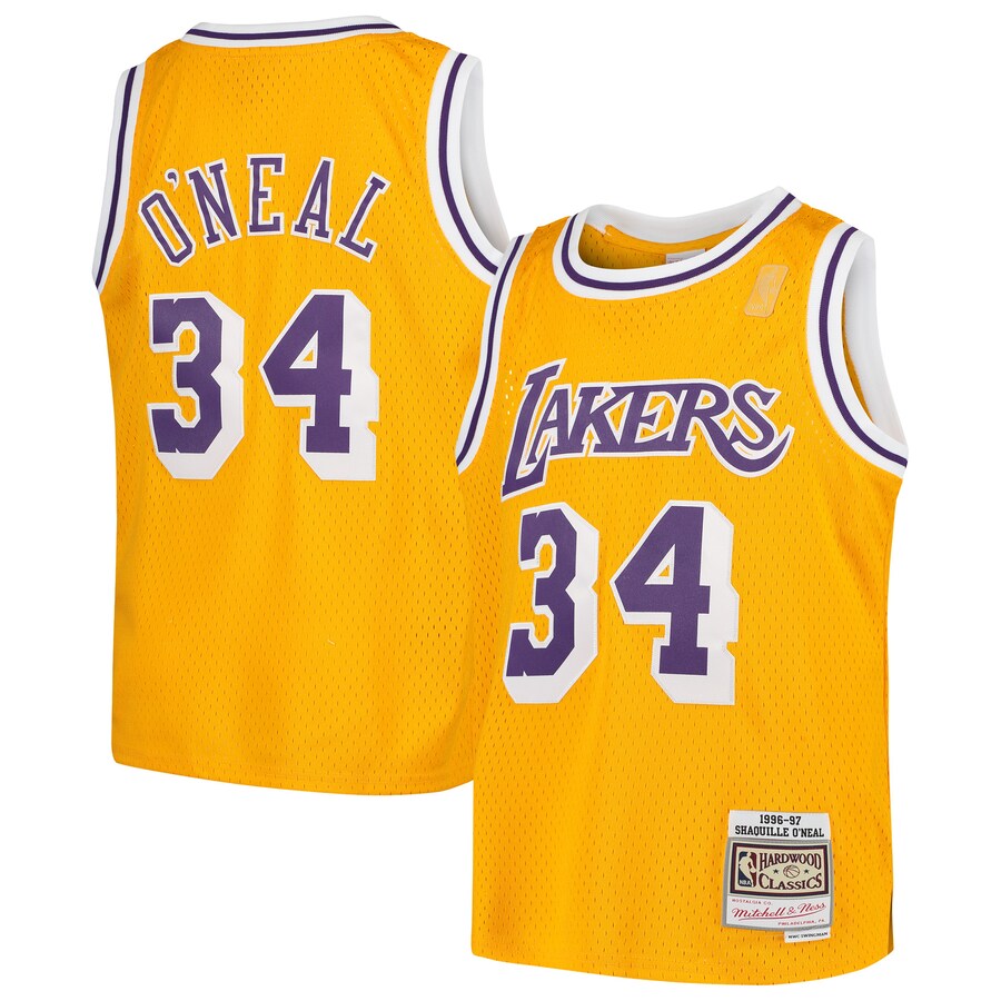 Youth Los Angeles Lakers Shaquille O'Neal Mitchell & Ness Gold Swingman Throwback Jersey - Puhuasuan