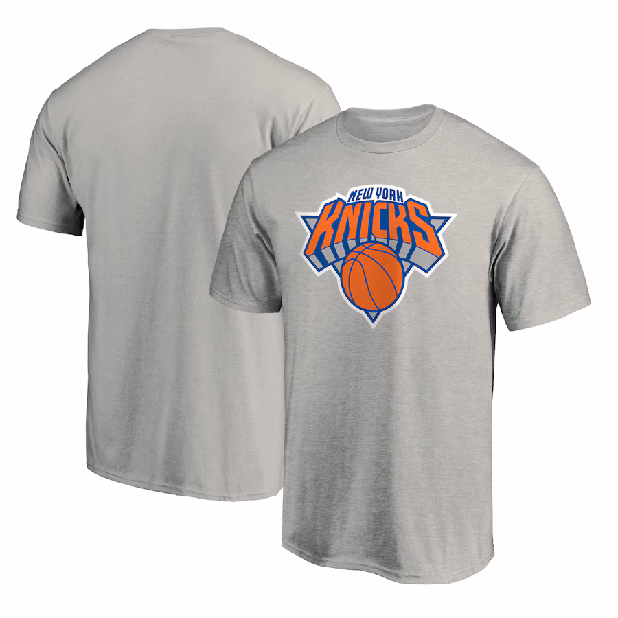 Men's New York Knicks Heather Gray Logo T-Shirt - Puhuasuan