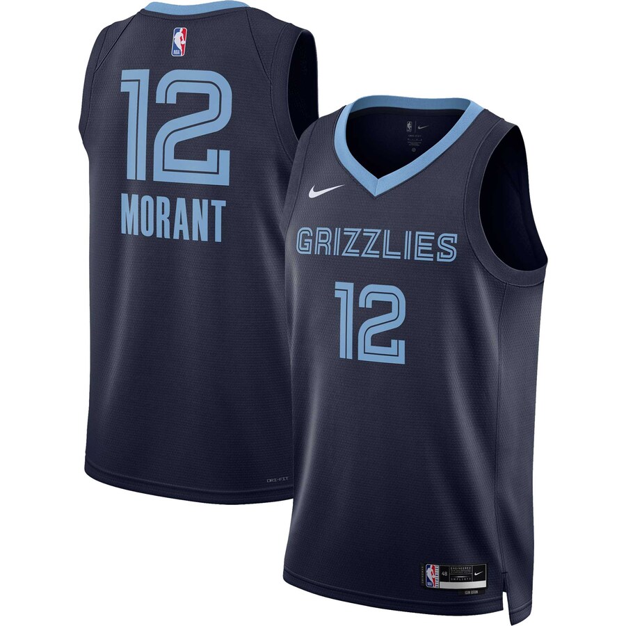 Unisex Memphis Grizzlies Ja Morant Nike Navy Swingman Jersey - Icon Edition - Puhuasuan