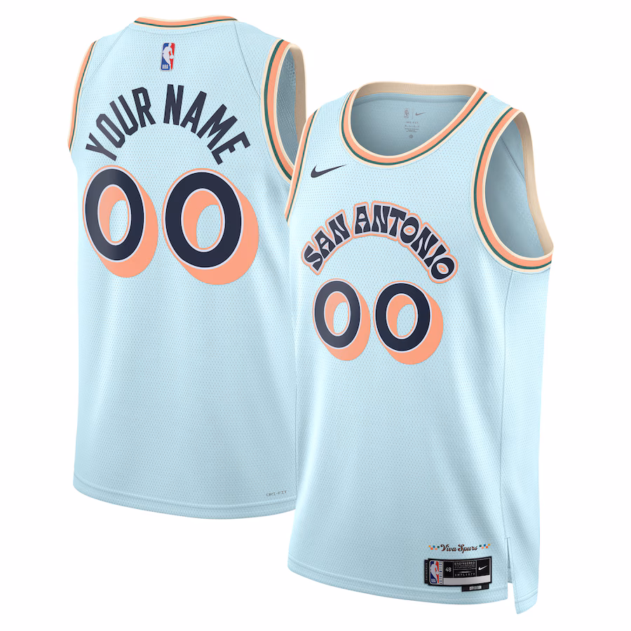 Unisex San Antonio Spurs Nike Light Blue 2024/25 Custom Swingman Jersey - City Edition - Puhuasuan