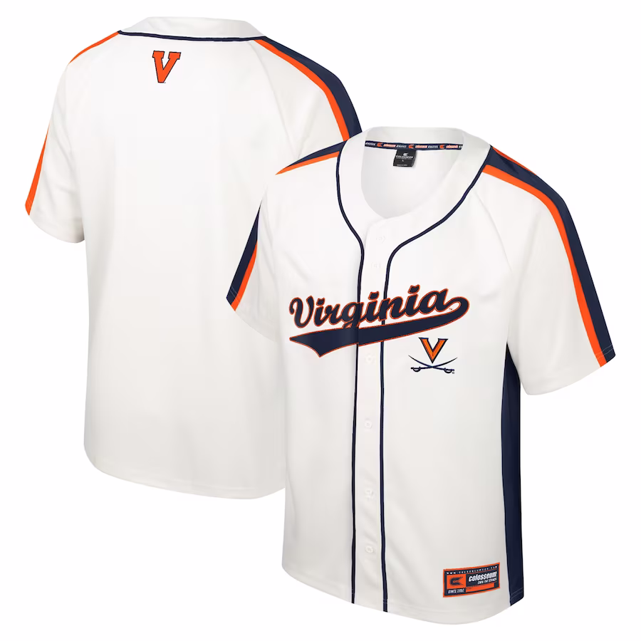 Virginia Cavaliers Colosseum Ruth Button-Up Baseball Jersey - Cream - Puhuasuan