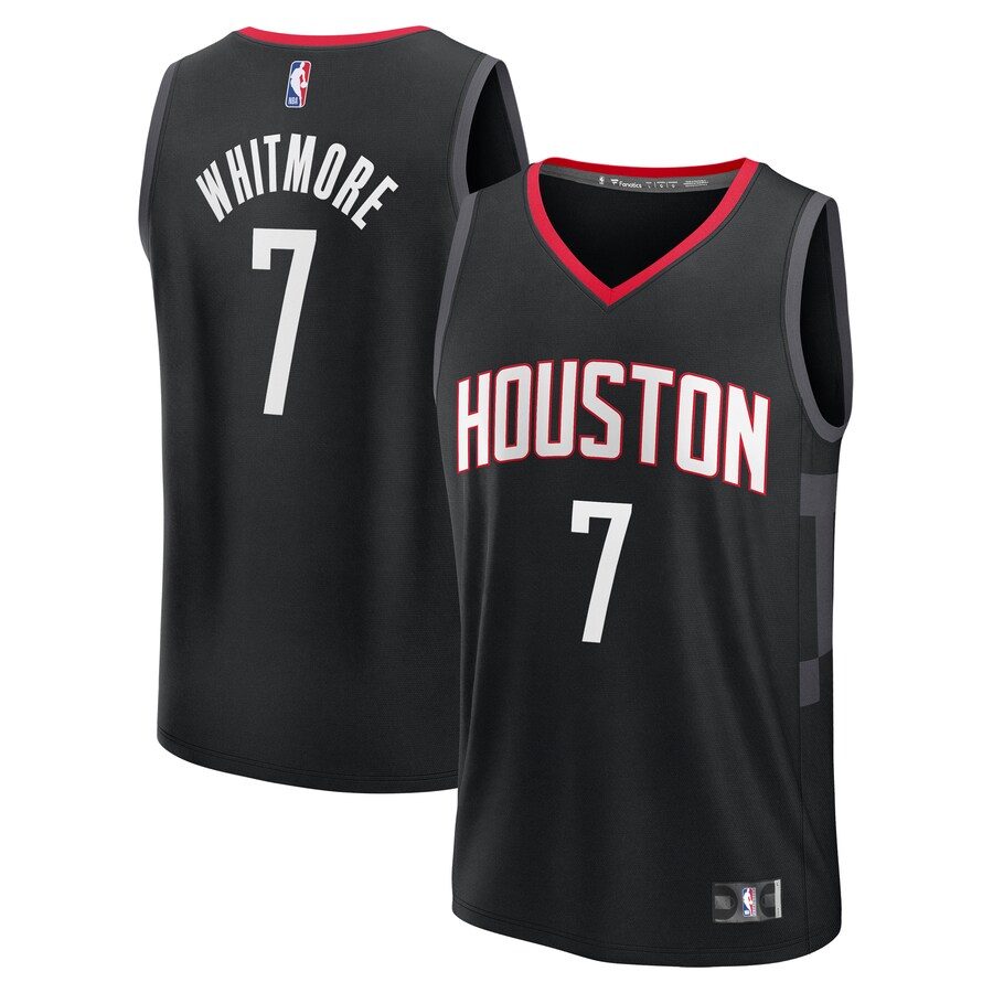Men's Houston Rockets Cam Whitmore Fanatics Black Fast Break Replica Player Jersey - Statement Edition - Puhuasuan