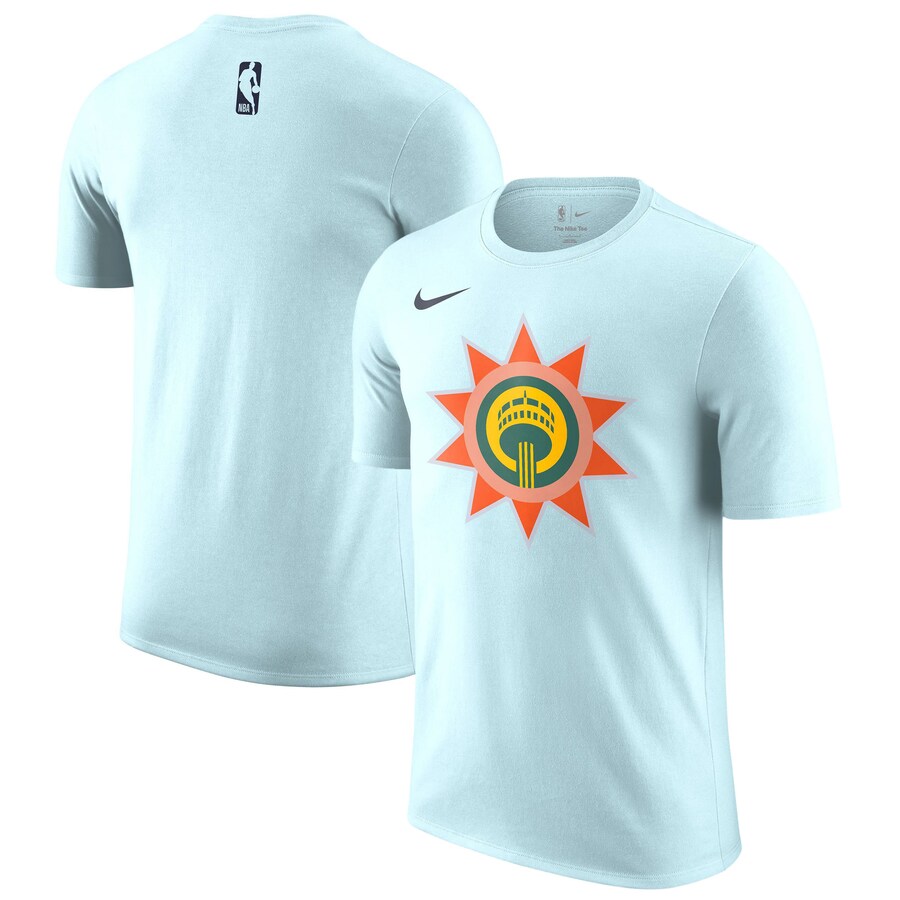 Men's San Antonio Spurs Nike Light Blue 2024/25 City Edition Essential Logo T-Shirt - Puhuasuan