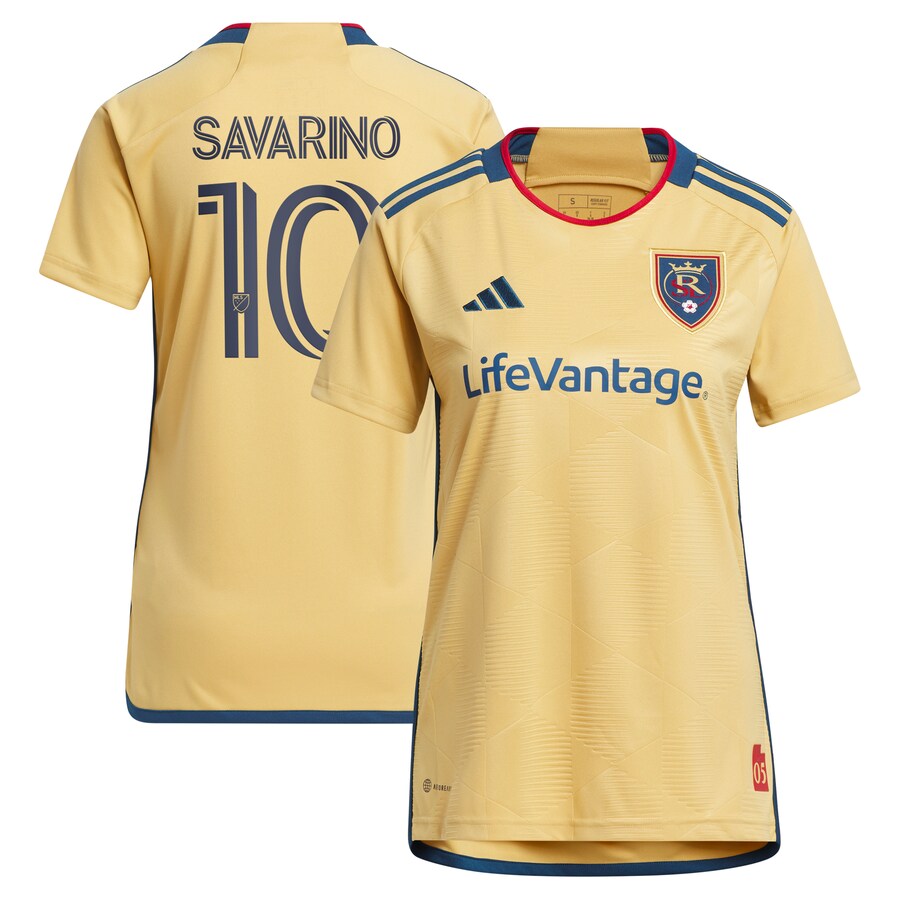 Women's Real Salt Lake Jefferson Savarino adidas Gold 2023 The Beehive State Kit Replica Player Jersey - Puhuasuan