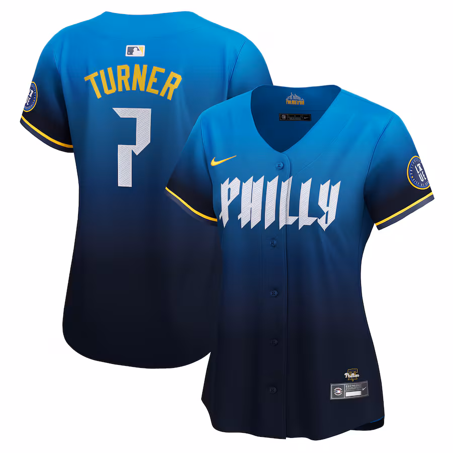 Women's Philadelphia Phillies Trea Turner Nike Blue 2024 City Connect Limited Player Jersey - Puhuasuan