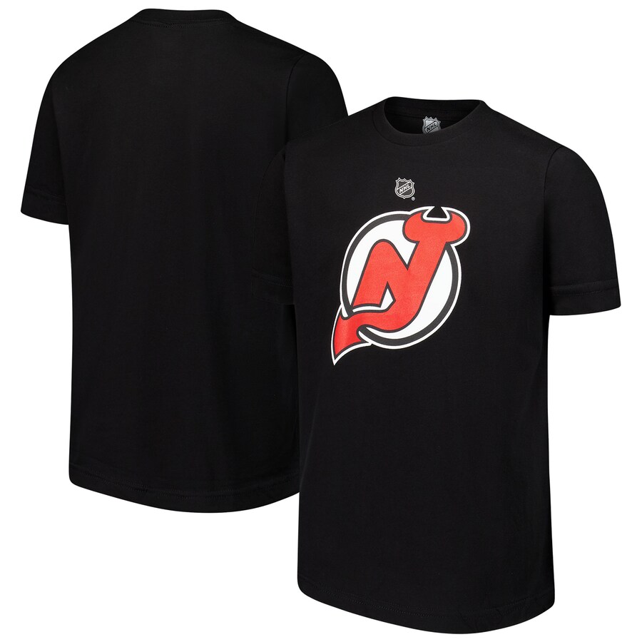 Youth New Jersey Devils Black Primary Logo T-Shirt - Puhuasuan