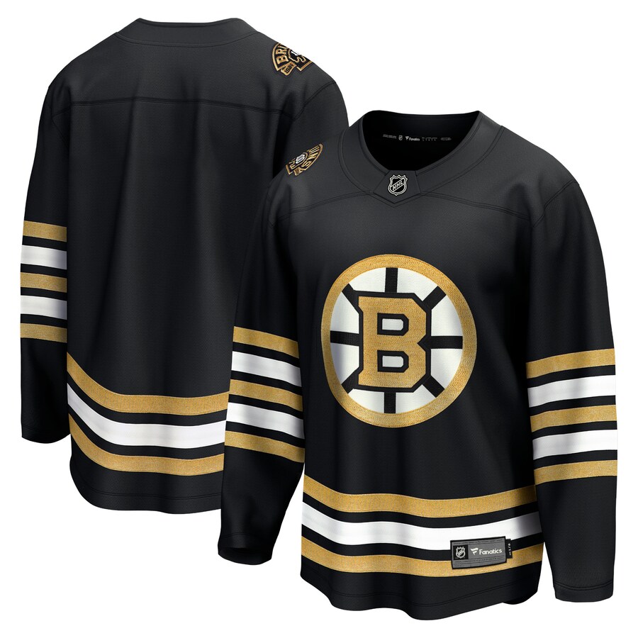 Men's Boston Bruins  Fanatics Branded Black 100th Anniversary Premier Breakaway Jersey - Puhuasuan
