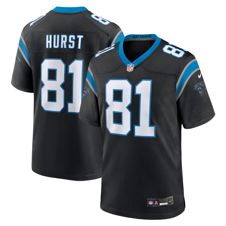 Men's Carolina Panthers Hayden Hurst Nike Black Team Game Jersey - Puhuasuan