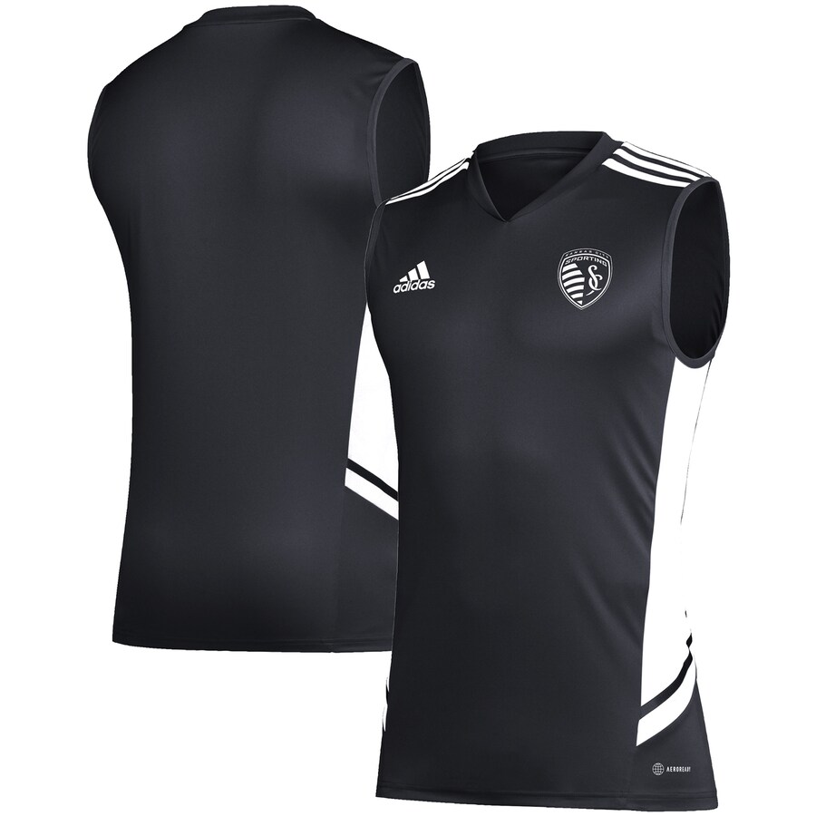 Men's Sporting Kansas City adidas Black/White Sleeveless Training Jersey - Puhuasuan