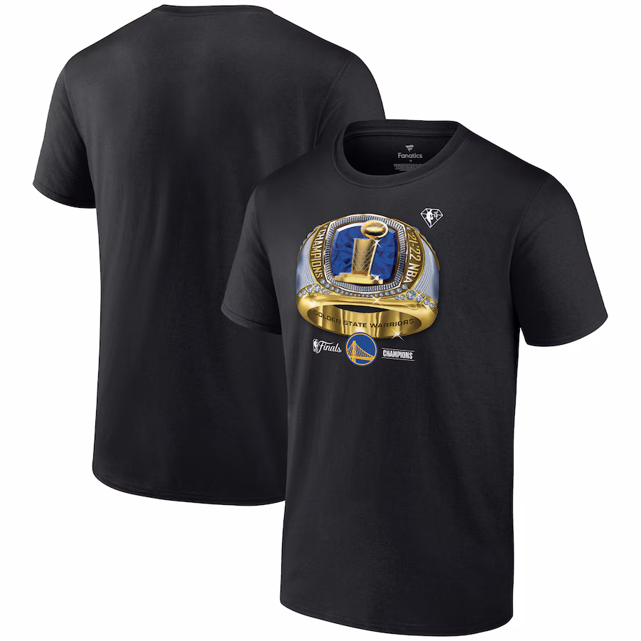 Men's Golden State Warriors Fanatics Black 2022 NBA Finals Champions Bling Ring T-Shirt - Puhuasuan