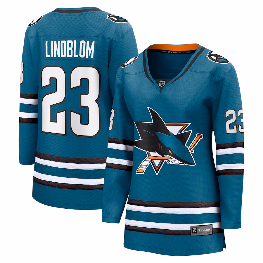 Women's San Jose Sharks Oskar Lindblom Fanatics Teal Home Breakaway Player Jersey - Puhuasuan