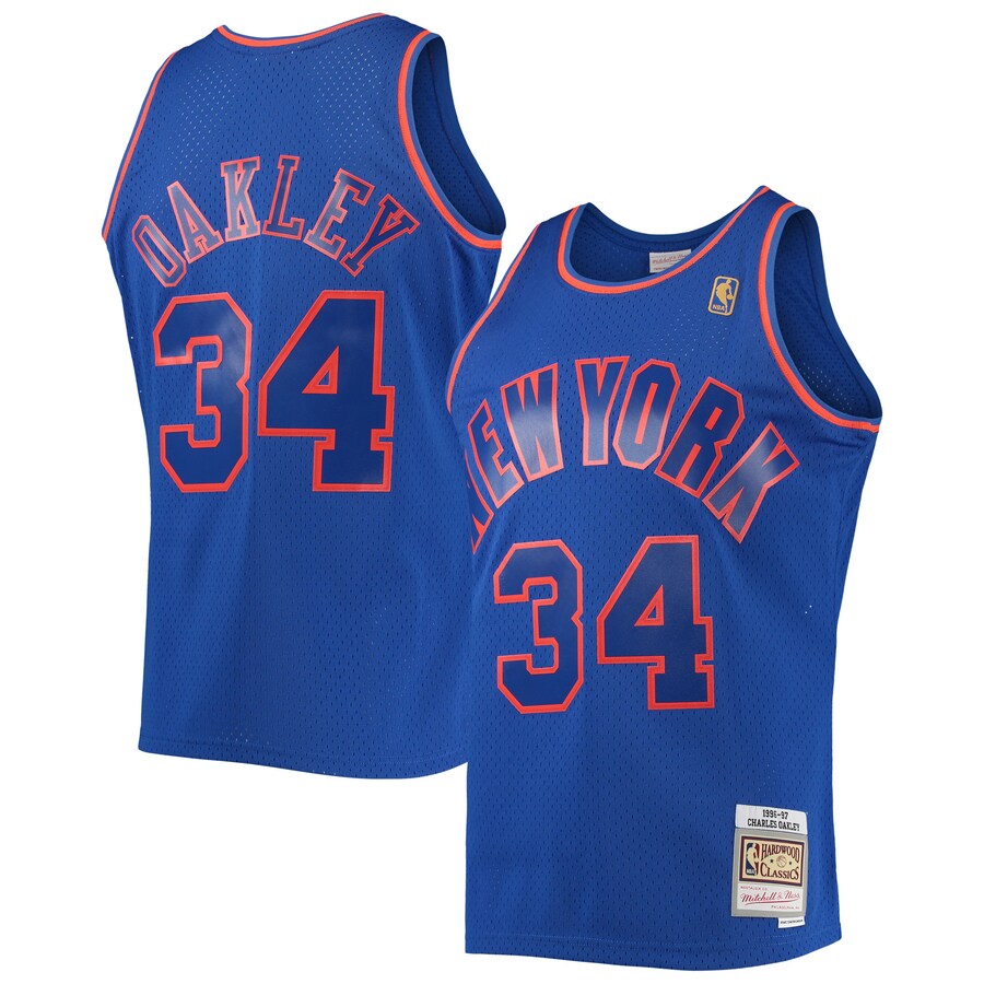 Men's New York Knicks Charles Oakley Mitchell & Ness Blue 1996/97 Hardwood Classics Swingman Jersey - Puhuasuan