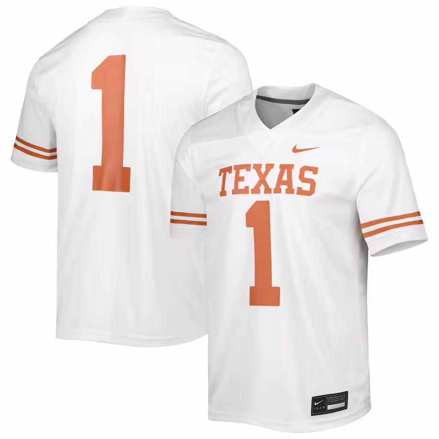 Texas Longhorns Nike #1 Away Game Jersey - White - Puhuasuan