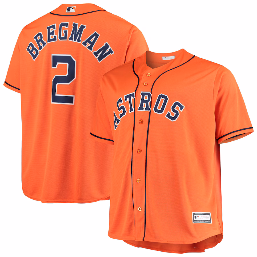 Men's Houston Astros Alex Bregman Majestic Orange Big & Tall Replica Player Jersey - Puhuasuan