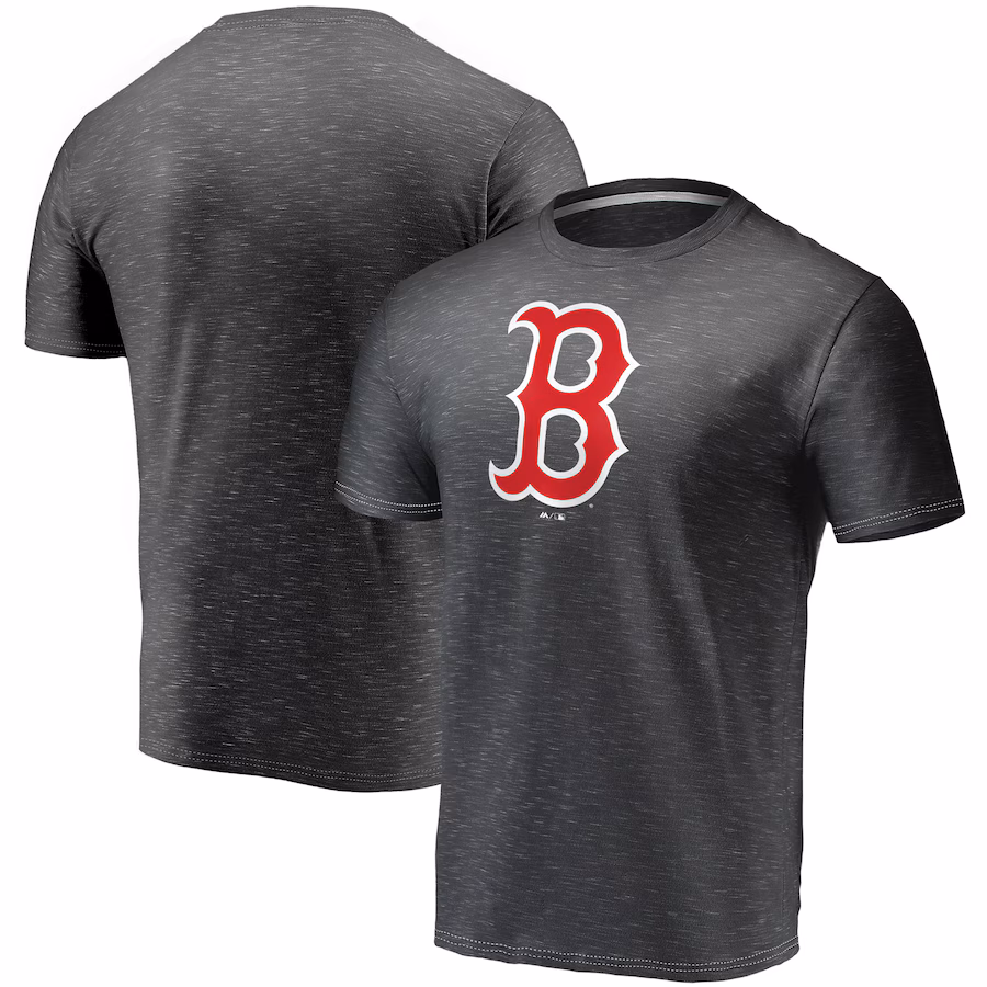 Men's Boston Red Sox Fanatics Charcoal Official Logo Space Dye T-Shirt - Puhuasuan