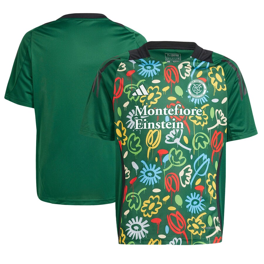 Youth New York City FC adidas Green 2024 One Planet Pre-Match Top - Puhuasuan