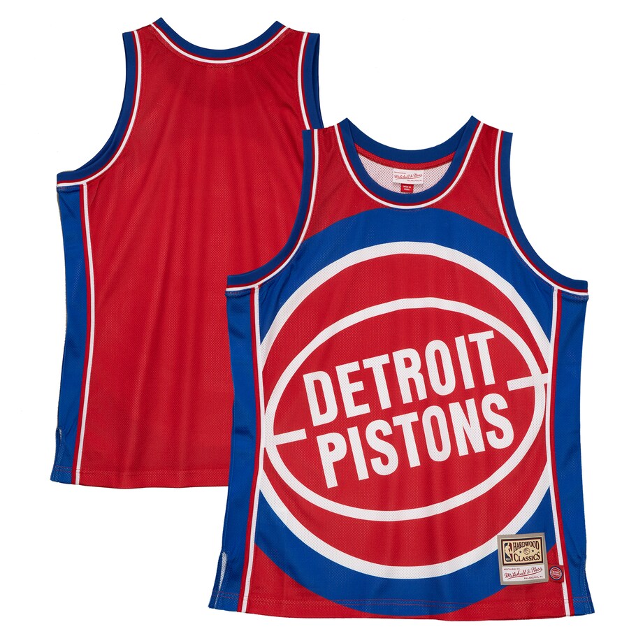 Men's Detroit Pistons  Mitchell & Ness Red Hardwood Classics Blown Out Fashion Jersey - Puhuasuan