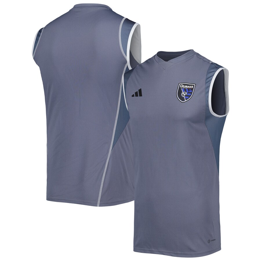Men's San Jose Earthquakes adidas Gray 2023 On-Field Sleeveless Training Jersey - Puhuasuan