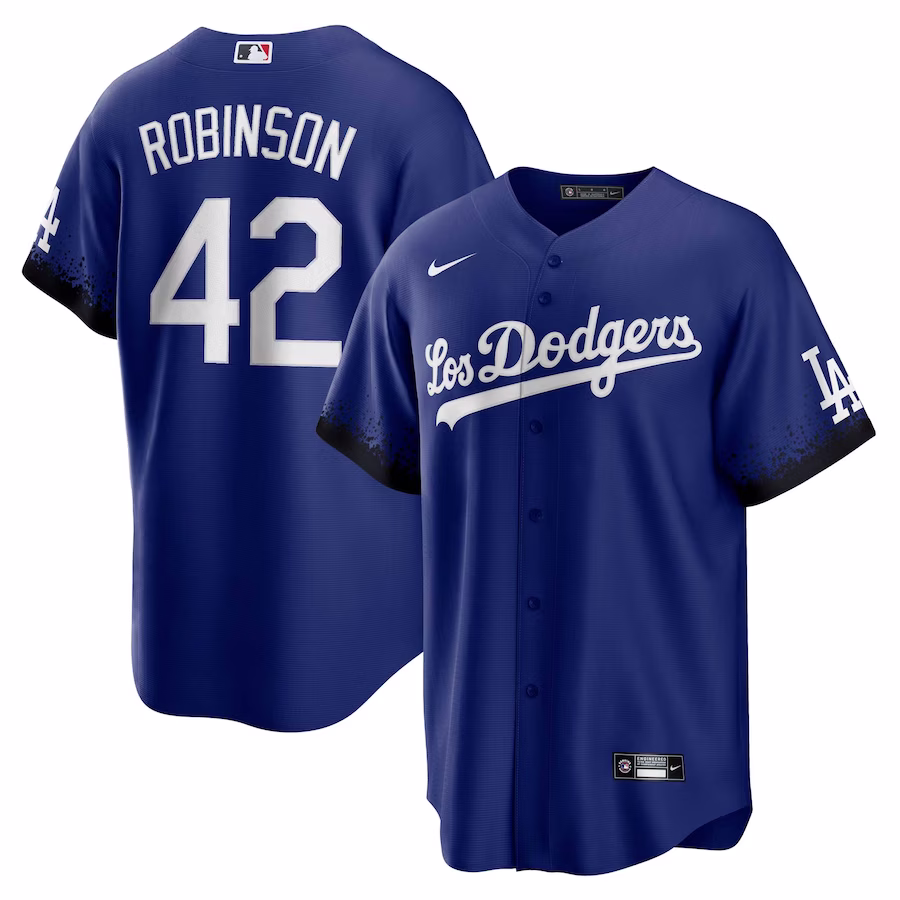Men's Los Angeles Dodgers Jackie Robinson Nike Royal City Connect Replica Player Jersey - Puhuasuan