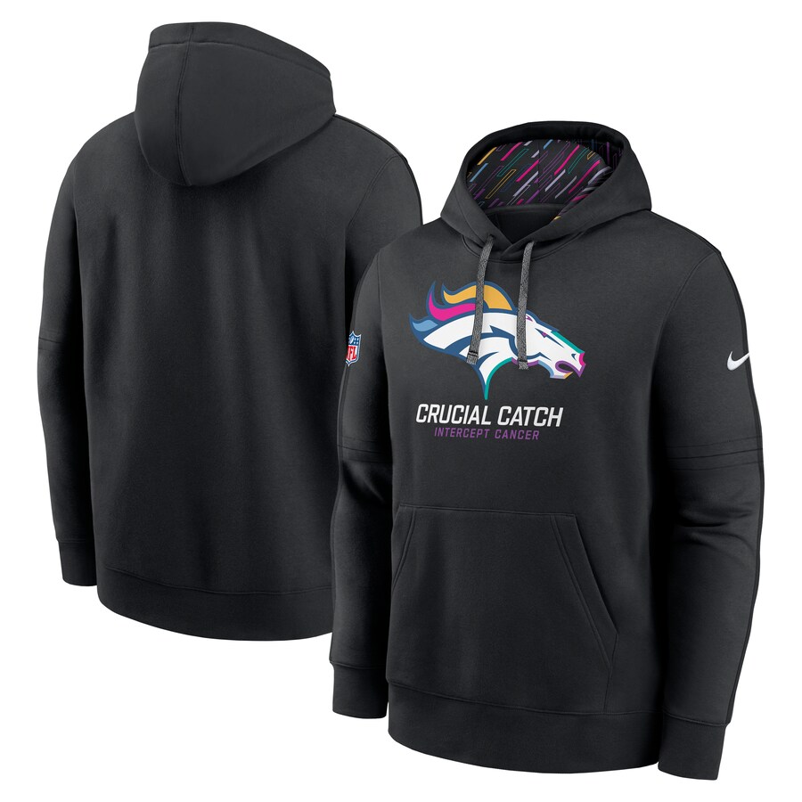 Men's Denver Broncos Nike Black 2024 NFL Crucial Catch Club Pullover Hoodie - Puhuasuan