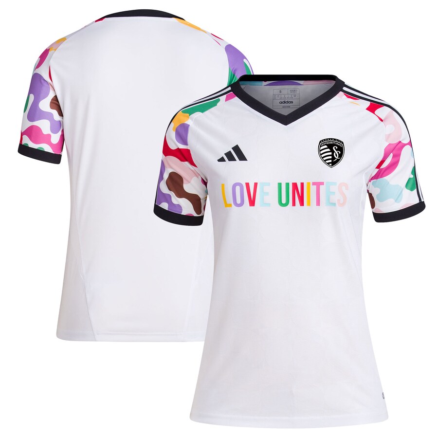 Women's Sporting Kansas City adidas White 2023 Pride Pre-Match Top - Puhuasuan
