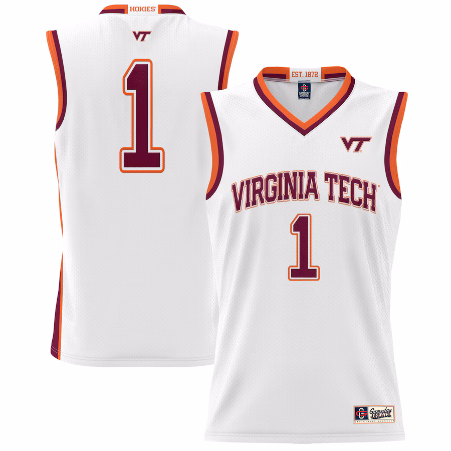 #1 Virginia Tech Hokies GameDay Greats Youth Lightweight Basketball Jersey - White - Puhuasuan