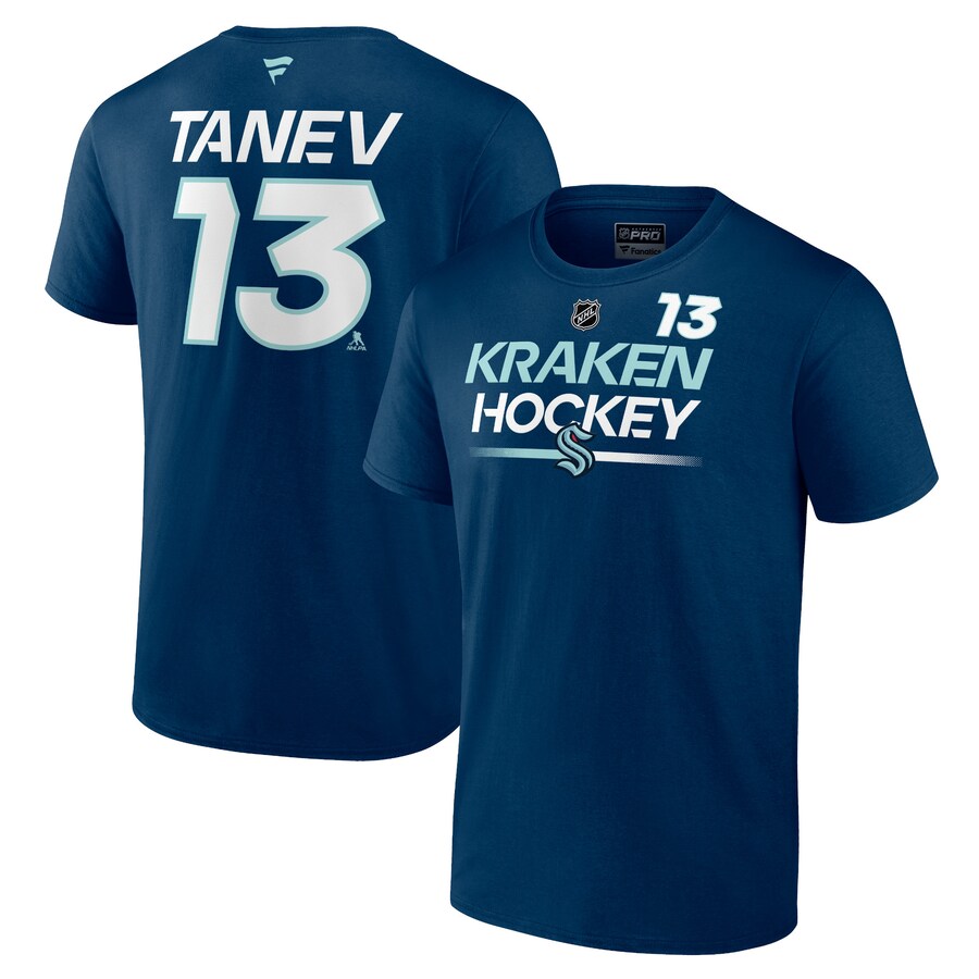 Men's Seattle Kraken Brandon Tanev Fanatics Deep Sea Blue Authentic Pro Prime Name & Number T-Shirt - Puhuasuan