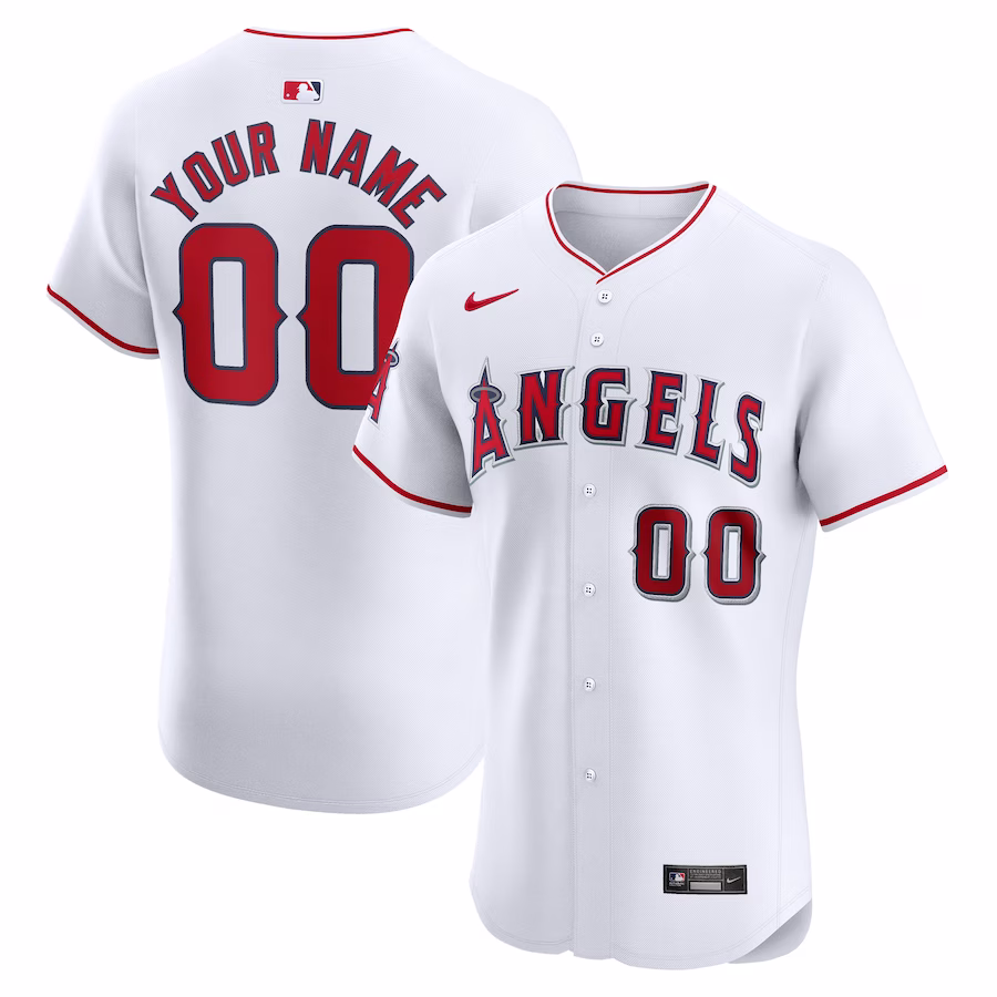 Men's Los Angeles Angels Nike White Home Elite Custom Jersey - Puhuasuan