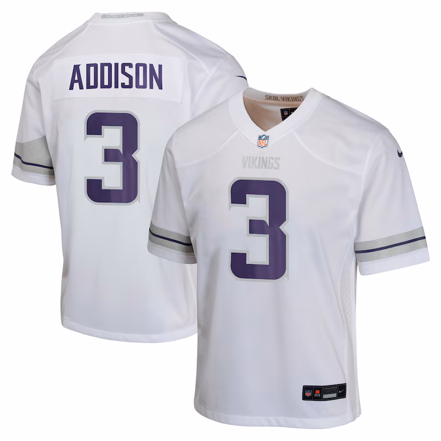 Youth Minnesota Vikings Jordan Addison Nike  White Alternate Game Jersey - Puhuasuan