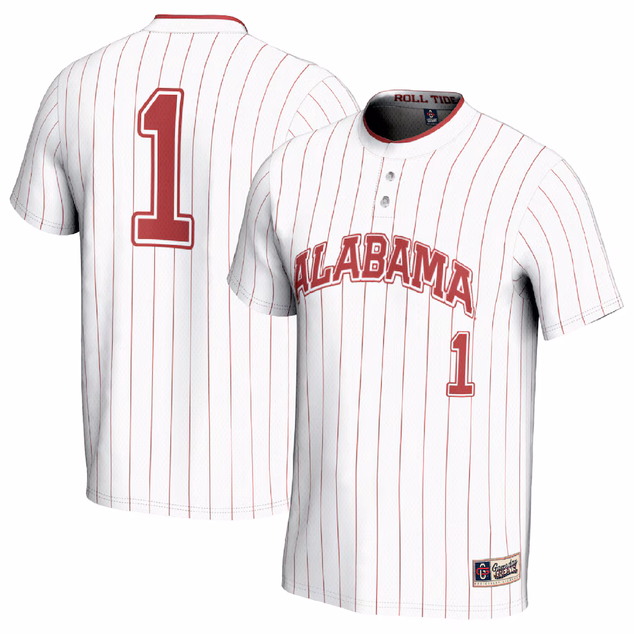 #1 Alabama Crimson Tide GameDay Greats Unisex Lightweight Softball Fashion Jersey - White - Puhuasuan