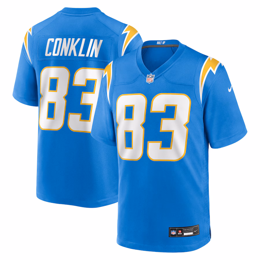 Men's Los Angeles Chargers Tyler Conklin Nike Powder Blue Team Game Jersey - Puhuasuan