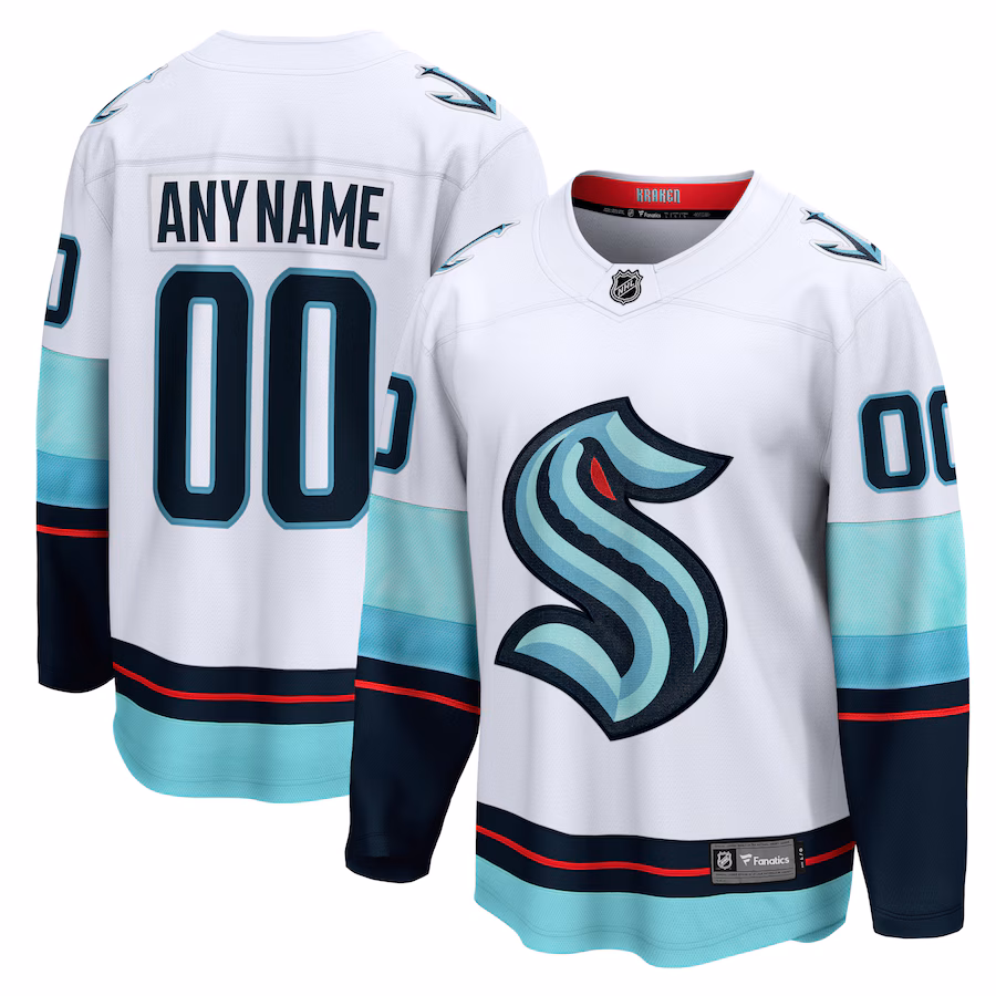 Men's Seattle Kraken Fanatics White Away Breakaway Custom Jersey - Puhuasuan