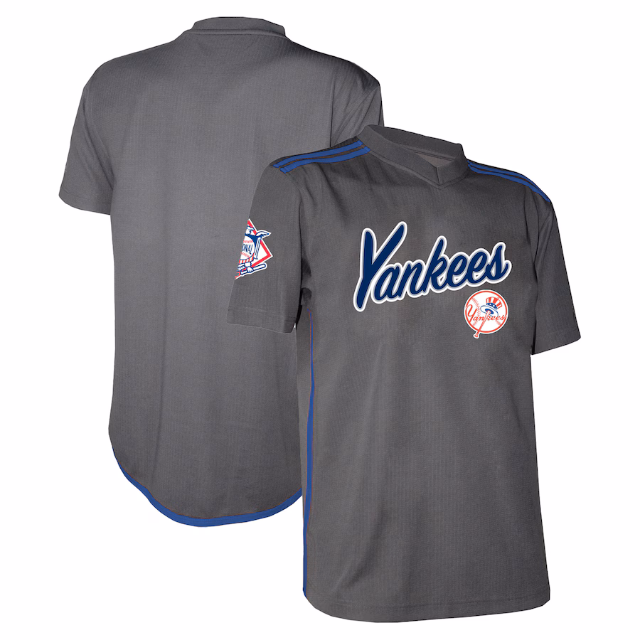 Men's  New York Yankees Stitches Charcoal Team V-Neck Jersey - Puhuasuan