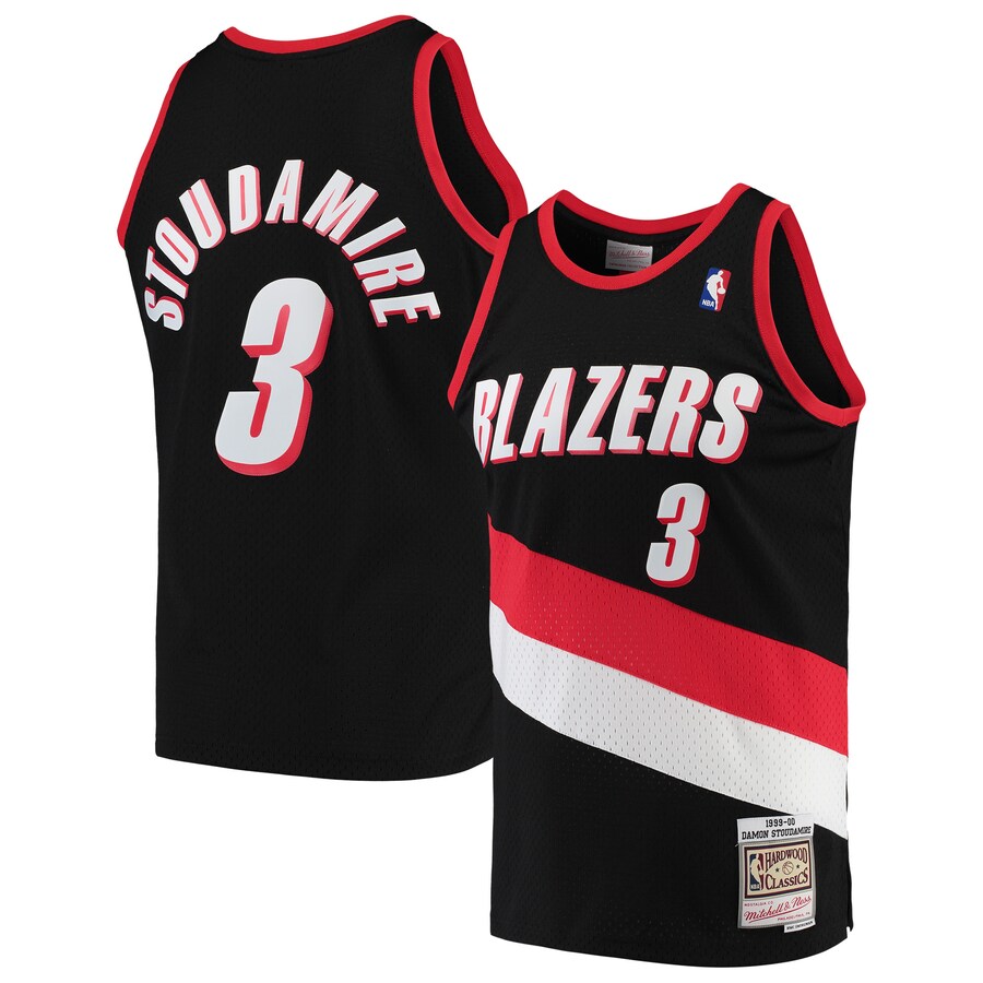 Men's Portland Trail Blazers Damon Stoudamire Mitchell & Ness Black 1999/00 Hardwood Classics Swingman Jersey - Puhuasuan