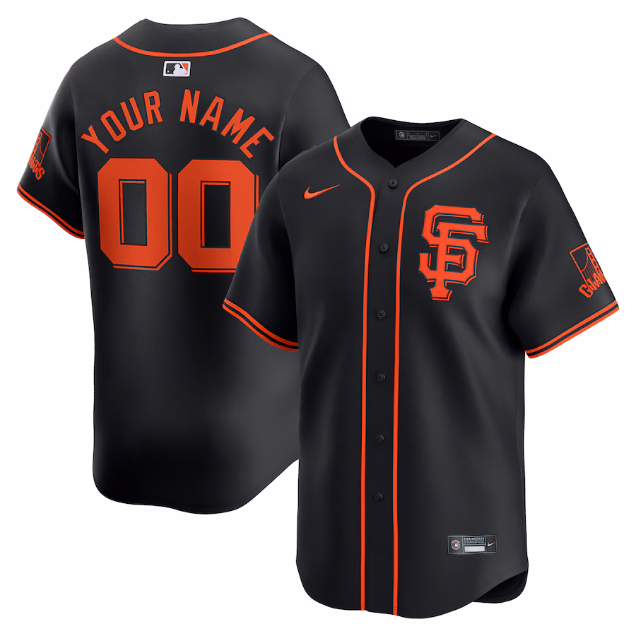 Men's San Francisco Giants  Nike Black  Alternate Limited Custom Jersey - Puhuasuan