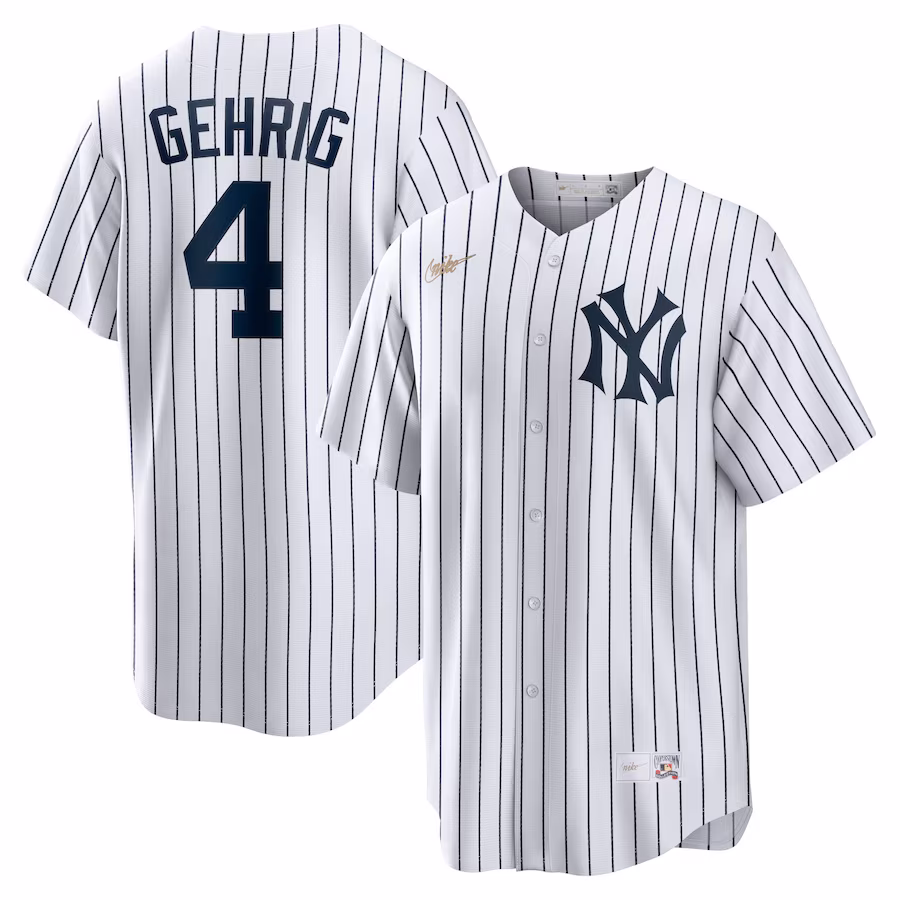 Men's New York Yankees Lou Gehrig Nike White Home Cooperstown Collection Player Jersey - Puhuasuan