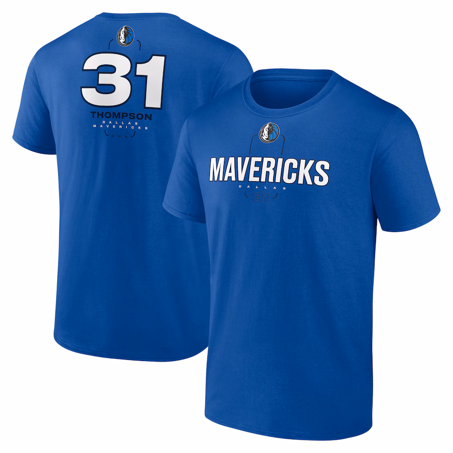 Men's Dallas Mavericks Klay Thompson Blue  Behind The Back Name & Number T-Shirt - Puhuasuan
