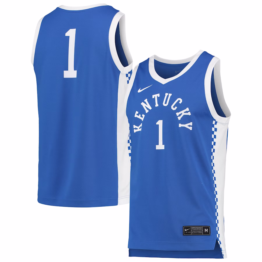 #1 Kentucky Wildcats Nike Unisex Replica Basketball Jersey - Royal - Puhuasuan