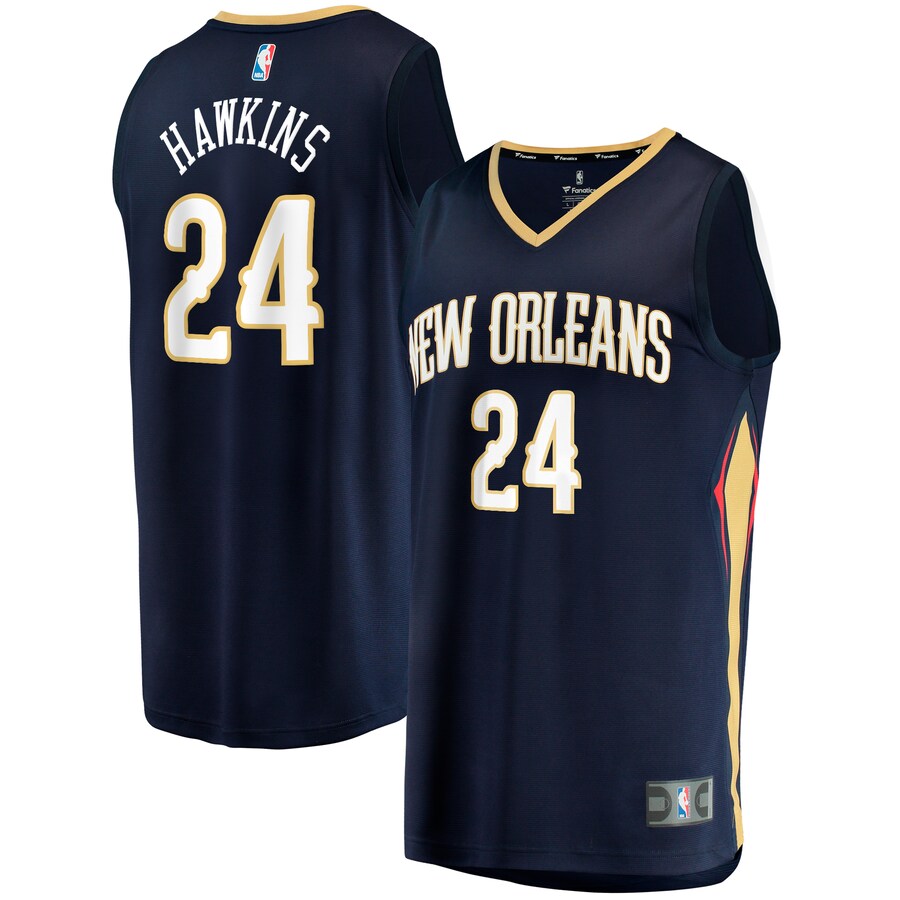 Men's New Orleans Pelicans Jordan Hawkins Fanatics Navy  Fast Break Replica Jersey - Icon Edition - Puhuasuan