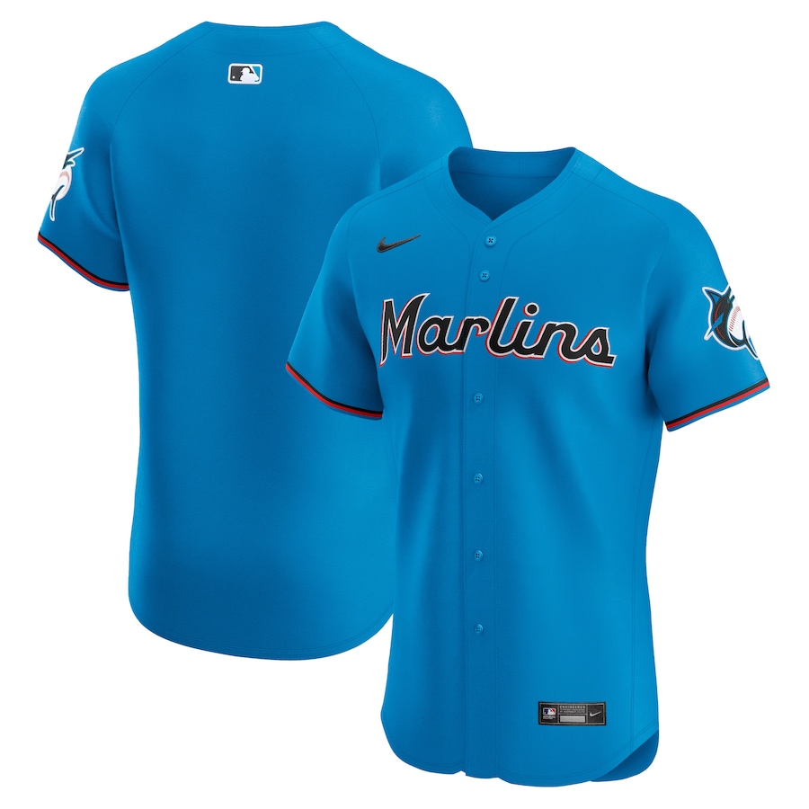 Men's Miami Marlins  Nike Blue Alternate Vapor Premier Elite Patch Jersey - Puhuasuan
