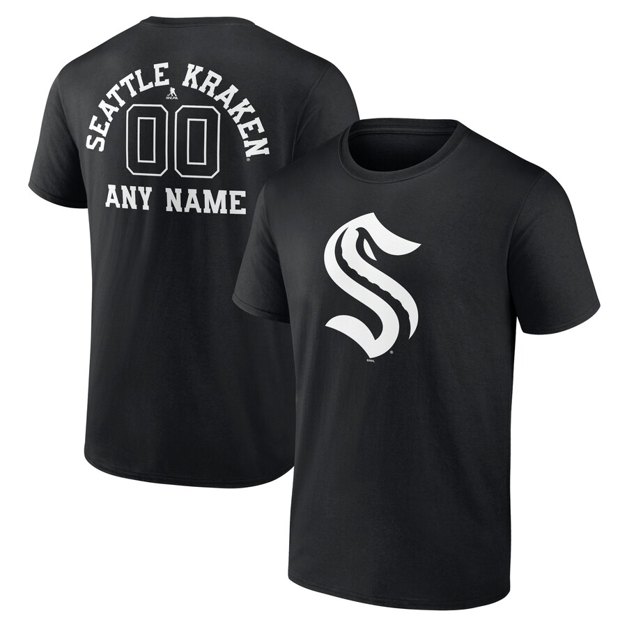 Men's Seattle Kraken Black Personalized Name & Number Monochrome T-Shirt - Puhuasuan