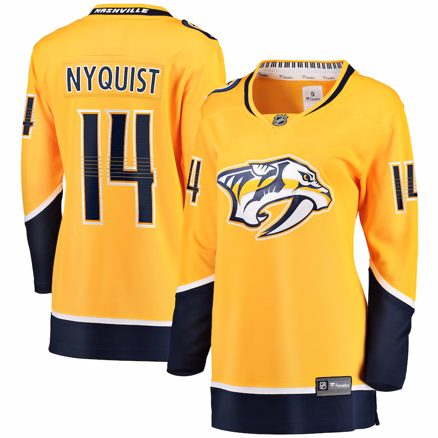 Women's Nashville Predators Gustav Nyquist Fanatics Gold Home Breakaway Player Jersey - Puhuasuan