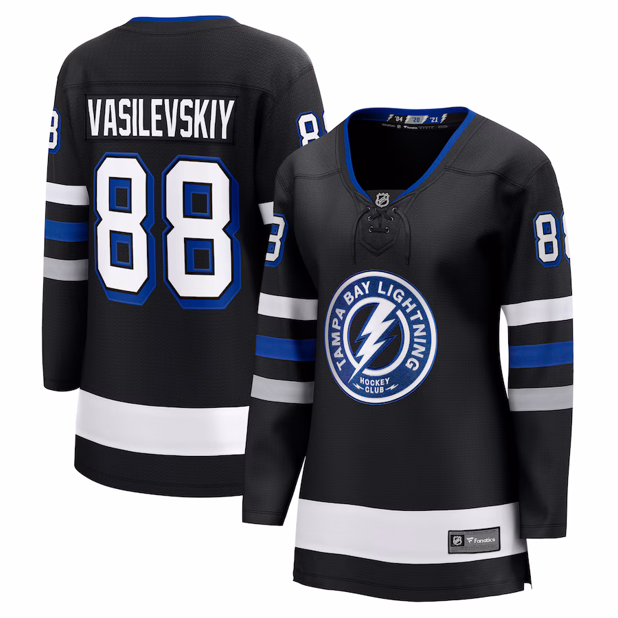 Women's Tampa Bay Lightning Andrei Vasilevskiy Fanatics Black Alternate Premier Breakaway Player Jersey - Puhuasuan