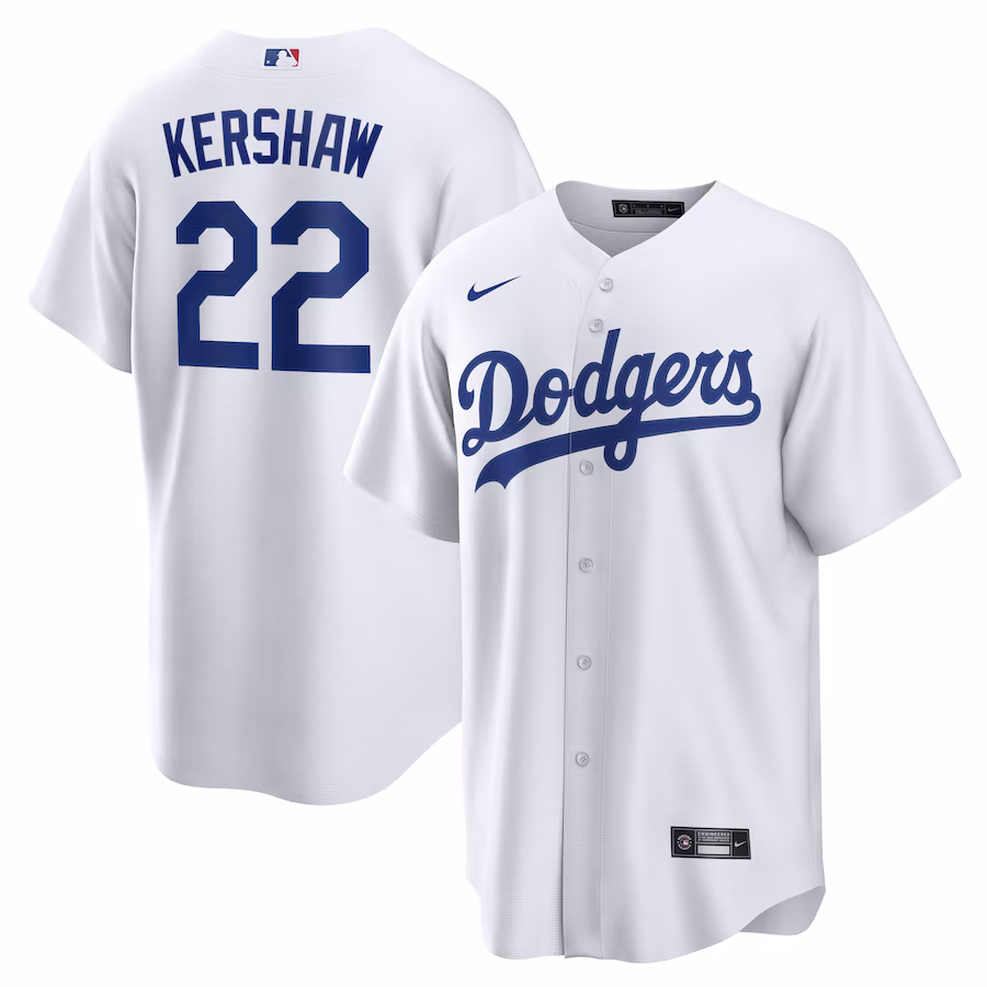 Men's Los Angeles Dodgers Clayton Kershaw Nike White Home Replica Player Name Jersey - Puhuasuan