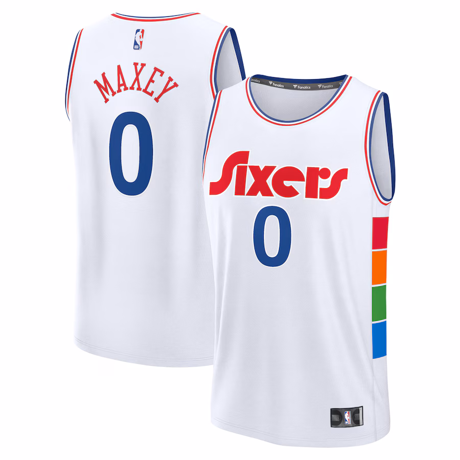 Youth Philadelphia 76ers Tyrese Maxey Fanatics White 2024/25 Fast Break Player Jersey - City Edition - Puhuasuan
