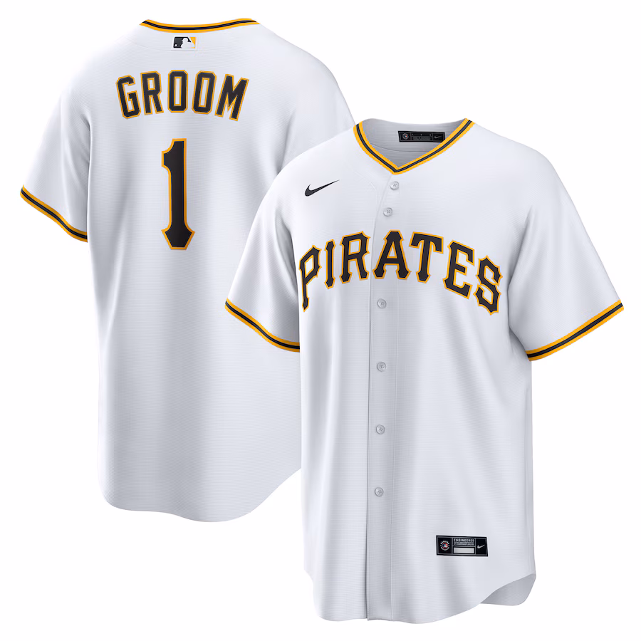 Men's Pittsburgh Pirates Nike White #1 Groom Home Replica Jersey - Puhuasuan